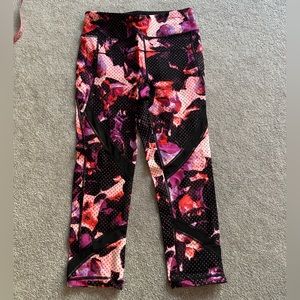 Calvin Klein leggings. XS. Floral pinks & black with mesh.